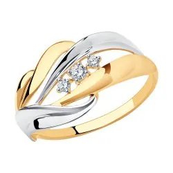 Inel din aur roșu cu Cubic Zirconia Incolor