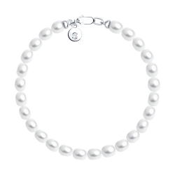 Браслет из серебра с камнями Жемчуг белый
