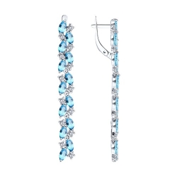 Cercei Suspendați din argint  cu pietre Cubic Zirconia Incolor, Sital London (sint.)