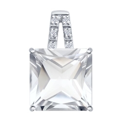 Pandantiv din aur alb cu pietre Diamant, Cristal de munte