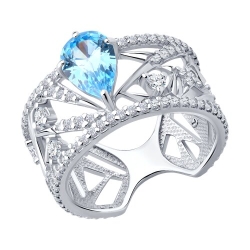 Inel din argint  cu pietre Cubic Zirconia Incolor, Cubic Zirconia Albastru