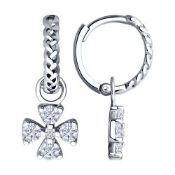 Cercei Creole din argint  cu pietre Cubic Zirconia Incolor