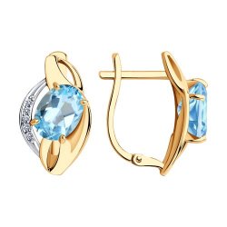 Cercei din aur roșu cu pietre Cubic Zirconia Incolor, Topaz Swiss