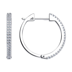 Cercei Creole din argint  cu pietre Cubic Zirconia Incolor