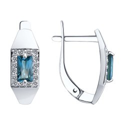 Cercei din aur alb cu pietre Cubic Zirconia Incolor, Topaz London