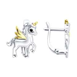 Детские серьги из серебра с камнями Фианит Чёрный