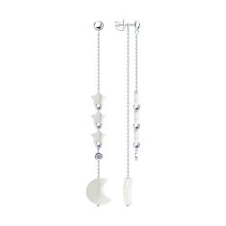 Cercei Pusete din argint  cu pietre Cubic Zirconia Incolor, Sidef Alb