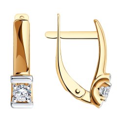 Серьги из красного золота с камнями Фианит