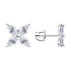 Cercei Pusete din argint  cu pietre Cubic Zirconia Incolor