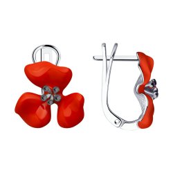 Серьги из серебра с камнями Эмаль