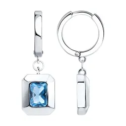 Cercei Creole din argint cu Cubic Zirconia Albastru