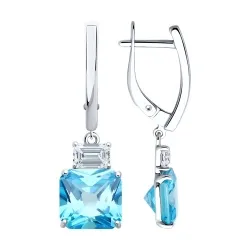 Cercei Suspendați din argint cu Cubic Zirconia Incolor, Cubic Zirconia Albastru