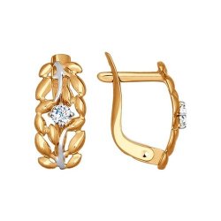 Cercei din aur roșu cu pietre Cubic Zirconia Incolor