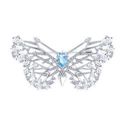 Broșă din argint  cu pietre Cubic Zirconia Incolor, Cubic Zirconia Albastru