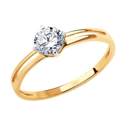 Кольцо из красного золота с камнями Фианит