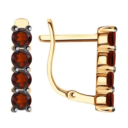 Серьги из красного золота с камнями Гранат