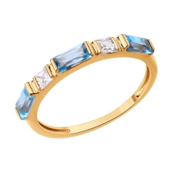 Inel din aur roșu cu pietre Cubic Zirconia Incolor, Topaz Swiss