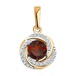 Pandantiv din aur roșu cu pietre Cubic Zirconia Incolor, Granat
