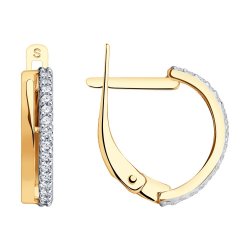 Cercei din aur roșu cu pietre Cubic Zirconia Incolor
