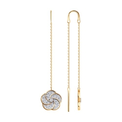 Cercei Lanț din aur roșu cu pietre Cubic Zirconia Incolor