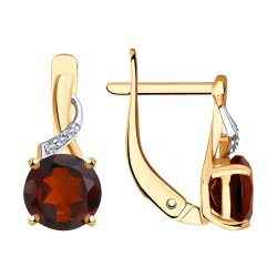 Cercei din aur roșu cu pietre Diamant, Granat