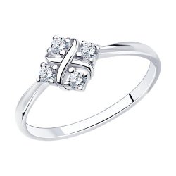 Inel din argint  cu pietre Cubic Zirconia Incolor