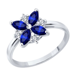 Inel din argint  cu pietre Cubic Zirconia Incolor, Safir