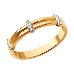 Inel din aur roșu cu pietre Cubic Zirconia Incolor