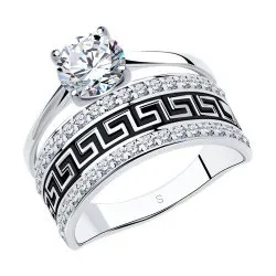 Inel din argint cu Cubic Zirconia Incolor, Emailare