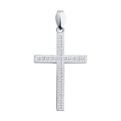Cruce din argint  cu pietre Cubic Zirconia Incolor