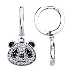 Cercei Creole din argint  cu pietre Cubic Zirconia Incolor, Emailare
