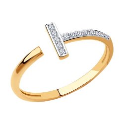 Inel din aur roșu cu pietre Cubic Zirconia Incolor