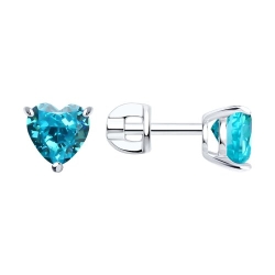 Cercei Pusete din argint  cu pietre Cubic Zirconia Albastru