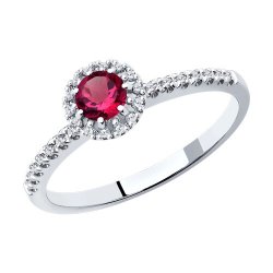Inel din aur alb cu pietre Diamant, Rubin