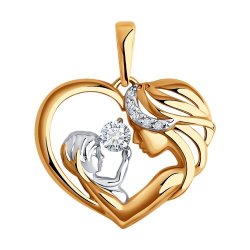 Pandantiv din aur roșu cu pietre Cubic Zirconia Incolor