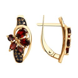 Cercei din aur roșu cu pietre Cubic Zirconia Galben, Granat
