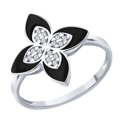 Inel din argint  cu pietre Cubic Zirconia Incolor, Emailare