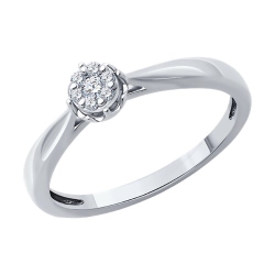Кольцо из белого золота с камнями Бриллиант
