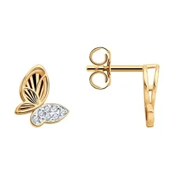Cercei Pusete din aur roșu cu Cubic Zirconia Incolor