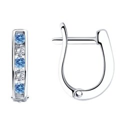 Cercei din argint  cu pietre Cubic Zirconia Incolor, Cubic Zirconia Albastru