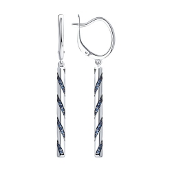 Cercei Suspendați din argint  cu pietre Cubic Zirconia Albastru Safir