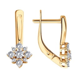 Cercei din aur roșu cu pietre Cubic Zirconia Incolor
