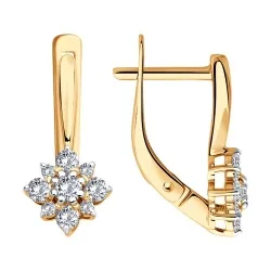 Cercei din aur roșu cu Cubic Zirconia Incolor