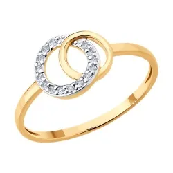 Inel din aur roșu cu Cubic Zirconia Incolor