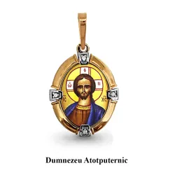 Iconiță din aur roșu cu Cubic Zirconia Incolor