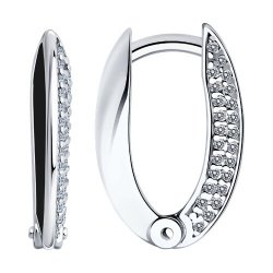 Серьги Конго из серебра с камнями Фианит, Эмаль