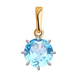 Pandantiv din aur roșu cu pietre Topaz albastru