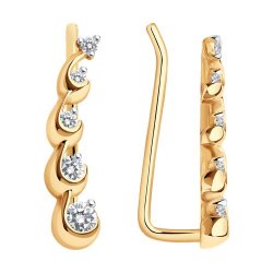 Cercei din aur roșu cu pietre Cubic Zirconia Incolor