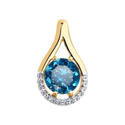 Pandantiv din aur roșu cu pietre Cubic Zirconia Incolor, Topaz London