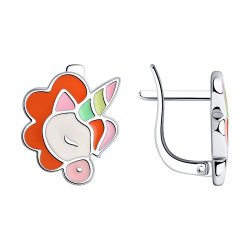 Детские серьги из серебра с камнями Эмаль
